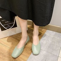 캐주얼 소프트 스퀘어 로우 플랫슈즈