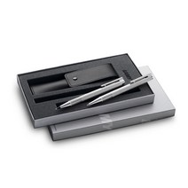 LAMY 로고 스틸 샤프 + 볼펜 세트 + 가죽 케이스, 혼합색상, 1세트