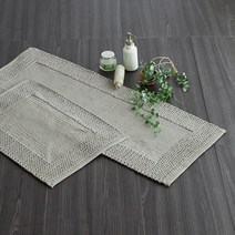라뽐므 코튼 핸드메이드 카시아 면 발매트 + 주방매트 세트, 그레이