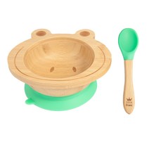 리틀프랑 개구리 이유식 대나무 흡착볼 + 실리콘 스푼 세트, 그린, 흡착볼 + 스푼