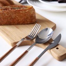 심플아이콘 클래식 디너 커트러리 3종 세트, 브라운, 스푼 + 포크 + 나이프