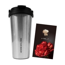 꼼꼬미 버킷텀 스텐 대용량 손잡이 보온보냉 텀블러 + 메탈스티커 랜덤발송, 700ml, 크랭크실버