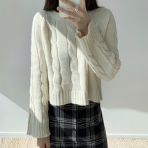 엔비룩 여성용 꽈배기 크롭 니트