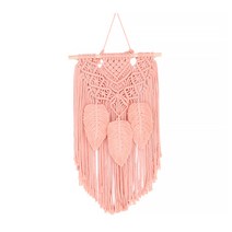 마켓에이 로프술 리프장식 마크라메, 핑크