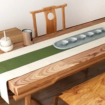 알럽홈 투톤 린넨 심플 테이블러너, 베이지그린, 32 x 190 cm
