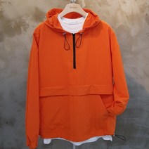 스타일자키 남성용 바람막이 오버핏 아노락 후드 자켓