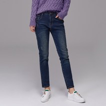 진마니아 여성용 이중직 기모 스판 더블유 스티치 배기 청바지 CM9W03