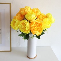 조화 고급 성묘 산소 장식 인테리어 작약꽃다발, 옐로우