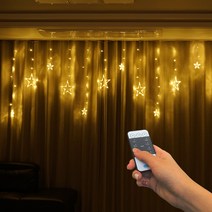 파인블루 LED 스타 행인 가렌더 리모컨 줄조명, 웜 화이트