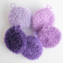 호빵 수세미 80g x 5p + 코바늘 오렌지 5호 + 인쇄도안 뜨개질 DIY 패키지, 1세트, 라일락 그라데이션