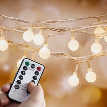 리모컨 방수형 앵두 전구 100구, 웜화이트