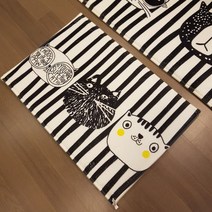 선글라스 고양이 주방 발매트, 화이트 + 블랙