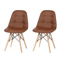 도리퍼니처 단추 가죽 의자 2p, 브라운