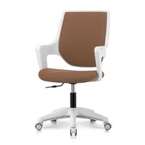 메이크체어 트윙고 책상의자, 화이트 바디 + 초콜렛 패브릭