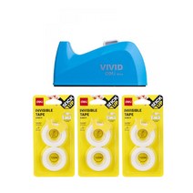 델리 토끼 테이프 디스펜서 12mm + 크림테이프 6p 세트, 블루, 1세트