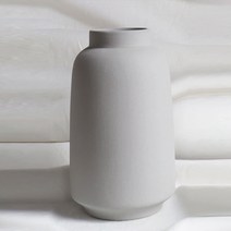 플레이트라벨 매트 오브제 모던심플 세라믹 빈티지 화병, 그레이