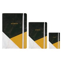 KariiouMikirei 하드커버 라인노트북 마블링 노트 3종 세트, 쓰리톤블랙(BG-595), 1세트