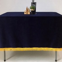 로고앤테이블 벨벳 U자형 수실 테이블보, 네이비, 100 x 160 cm