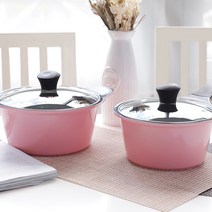 키친아트 줄리엣 냄비세트 2p, 핑크, 양수냄비 20cm + 편수냄비 18cm