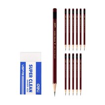 유니연필 4H 진하기 12p + 델리 화이트 지우개 세트, 연필(혼합색상), 지우개(화이트), 1세트