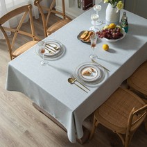 제이토리 린넨 방수 식탁보 연그레이무지 4인용(130 x 180 cm)