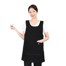레뷰가운 영문 자가드 패턴 원피스 앞치마 가을 겨울 앞치마 XL AE339, 무지블랙, 1개