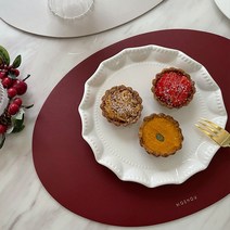 모에누 인테리어 데코 가죽 방수 테이블매트, 레드 + 라이트그레이, 365 x 270 mm