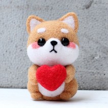 펫돌 양양이 니들펠트 인형 DIY 세트, 하트 아기시바, 1세트