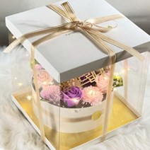 러블리팜 향기로운 반전 용돈케이크+ 투명 케이스 + 메세지카드 + 토퍼 2종 + LED조명, 퍼플
