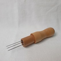 펫돌 양양이 3구 나무 손잡이 양모니들펠트 도구, 1개