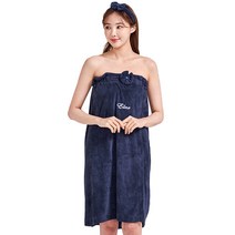 퓨어 탑 샤워가운 F + 헤어밴드 세트, 네이비, 1세트