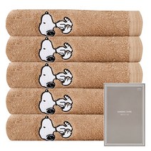 송월타월 스누피 베이직 세면수건 5p + 케이스 5p, 갈색, 5개