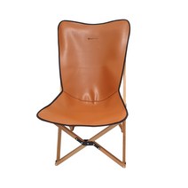 벅703 캠핑 원목 릴렉스체어 가죽커버 대, 브라운, 1개