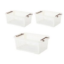 에버하우스 사각 그물 손잡이 수납함, 화이트, 3개