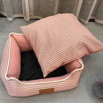 와다다샵 스트라이프 사각방석, 핑크