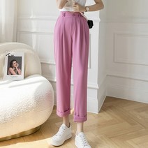 페이퍼먼츠 여성용 핀턱라인 롤업 컬러 슬랙스 00451