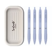 자바펜 제트라인 비즈 빈티지 볼펜 0.7mm 4p + 소울메이트 펜트레이 랜덤발송 세트, 블루, 1세트
