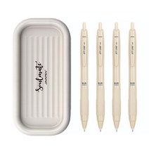 자바펜 제트라인 비즈 빈티지 볼펜 0.7mm 4p + 소울메이트 펜트레이 랜덤발송 세트, 옐로우, 1세트
