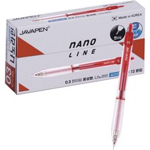자바펜 0.3 나노라인 볼펜 빨강 0.3mm 12p, 혼합색상, 1개
