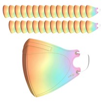 어린숨 엣지 레인보우 컬러마스크 중형 새부리형, 1개, 30개입