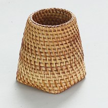 라탄 항아리 사각 연필꽂이, 브라운, 1개