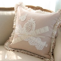 엘리레이스 린넨 프릴 사각쿠션, 베이지