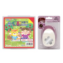 포코스 ReZo 모양펀치 R-36 + 종이나라 양면 색종이 10종 x 10p + 케이스, 1세트, 벚꽃