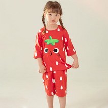 유니프랜드 아동용 딸기룩 7부내의 상하세트