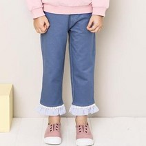 앤디애플 여아용 TOP 레이스 프릴 사선지 데님팬츠