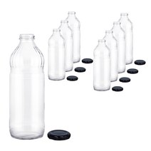 미르코리아 주스병 입구좁은형 블랙캡, 8개, 1000ml