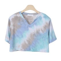 시크블랙 여성용 레피느 타이다이 크롭 반팔 티셔츠 T9099K23