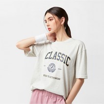 아키클래식 여성용 헤리티지 로고 루즈핏 반팔 티셔츠 AKALSU211