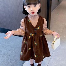 오렌지다몸 여아용 넥프릴 니트 꽃원피스 세트