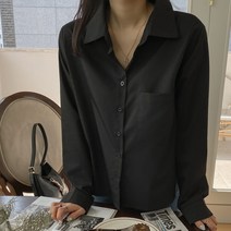 여성용 심플 베이직 포켓셔츠